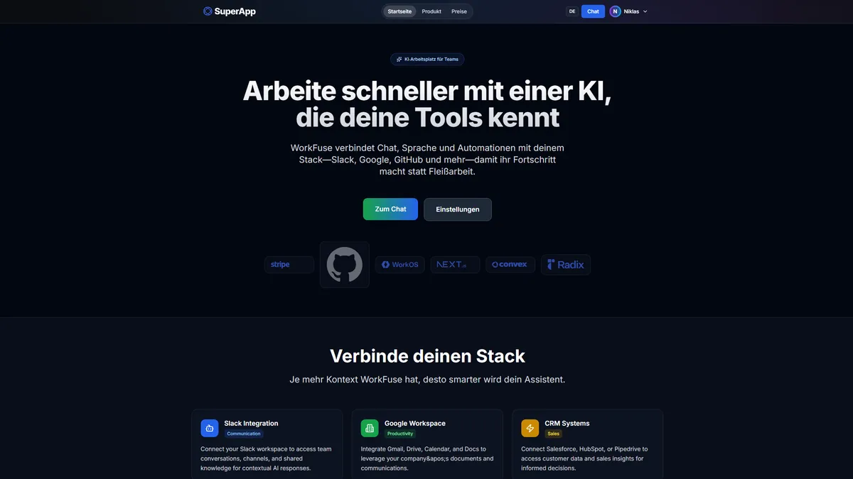 WorkFuse Chat Oberfläche